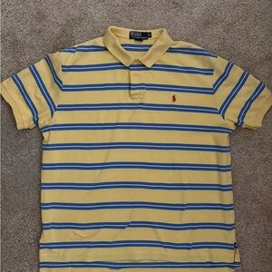 Polo by Ralph Lauren Men's Yellow and Blue Striped Polo Shirt